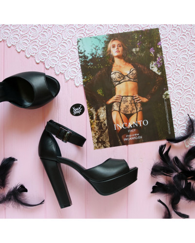 Босоножки на высоком каблуке из черной кожи Арт.: 951-6Ок