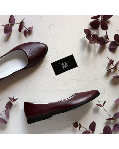 Балетки з бордової шкіри Арт. 01-1Kr