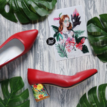 Червоні туфлі-човники з принтом Арт. 657-1/47Ok