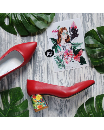 Червоні туфлі-човники з принтом Арт. 657-1/47Ok