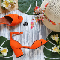 Босоніжки помаранчевого кольору на підборах Арт. 605-10/45Ок