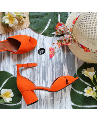 Босоніжки помаранчевого кольору на підборах Арт. 605-10/45Ок