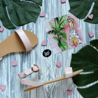 Босоножки из кожи цвета пудры с блестками Арт.: 06-2