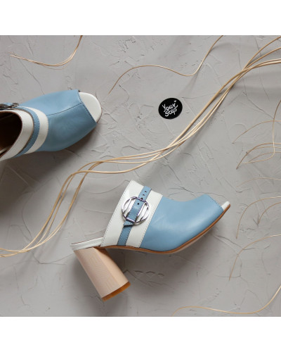 Мюлі із блакитної шкіри Арт. 853-4/45