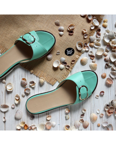 Шльопанці зі шкіри з пряжкою Арт. 10-15Lib