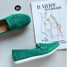 Мокасины из ярко-голубого велюра Арт. 05-10(Am4)