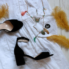 Босоніжки з чорної замші на підборах Арт. 605-11(2)/47Ок