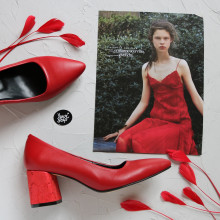 Червоні туфлі-човники зі шкіри з принтом Арт. 657-1/47Ok