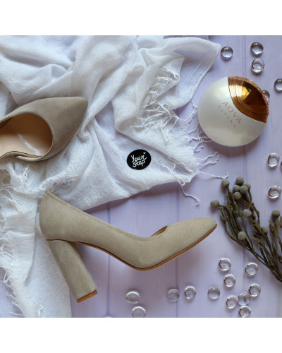 Туфлі-човники з бежевої замші Арт. 35-5/24Ок