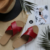 Шльопанці з червоної шкіри Арт. 10-19/112