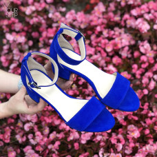 Босоніжки з синьої замші на підборах Арт.: 615-3/415-32Ок