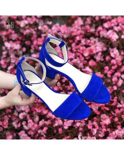 Босоніжки з синьої замші на підборах Арт.: 615-3/415-32Ок