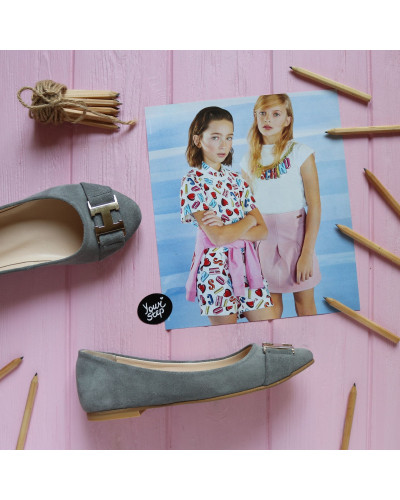 Балетки з світло-сірої замші Арт. 01-1H