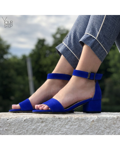 Босоніжки з синьої замші на підборах Арт.: 615-3/415-32Ок