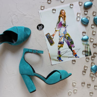 Босоніжки з блакитної замші Арт. 95-12/24Ок