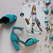 Босоніжки з блакитної замші Арт. 95-12/24Ок