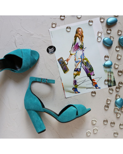 Босоніжки з блакитної замші Арт. 95-12/24Ок