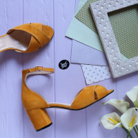 Босоніжки з велюру на підборах Арт. 605-10/45Ок