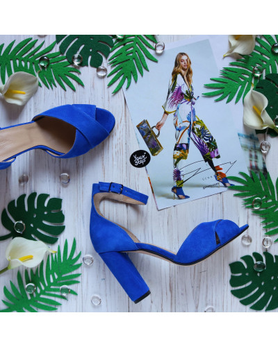 Босоніжки з синьої замші Арт. 95-12/24Ок