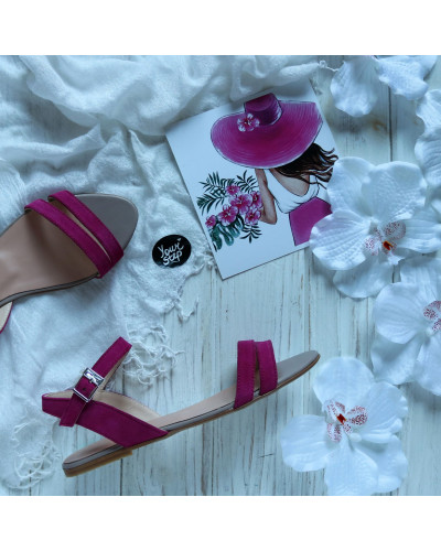 Босоніжки із замші кольору фуксії Арт.: 01-9