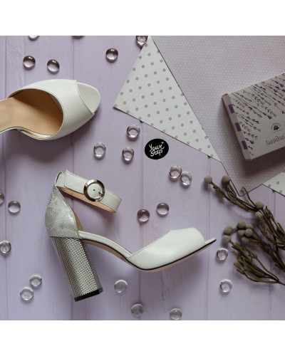 Босоніжки білого кольору на підборах Арт. 95-6/42Serebro