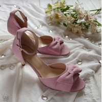 Босоніжки з рожевого велюру з бантом Арт. 605-11(2)/36-Бант