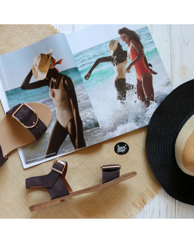 Сандали из замши цвета какао с регулирующейся полнотой Арт.: 10-12/112-091