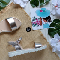 Босоніжки з срібного велюру Арт. 10-5