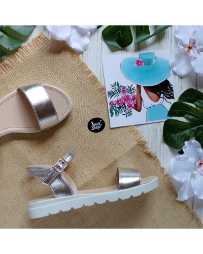 Босоніжки з срібного велюру Арт. 10-5