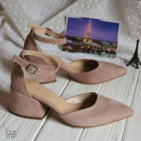 Босоніжки з замші з гострим носиком Арт. 657-4/w324Ок