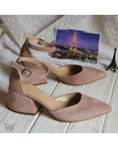 Босоніжки з замші з гострим носиком Арт. 657-4/w324Ок