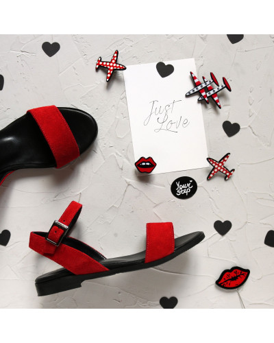 Босоніжки з натуральної замші червоного кольору Арт. 10-5/D100