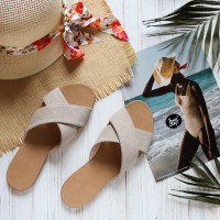 Шльопанці з замші бежевого кольору Арт. 10-19/112