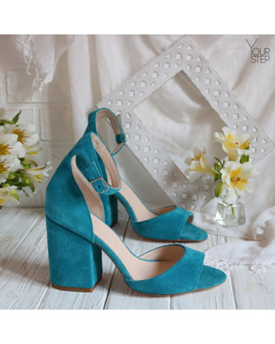 Босоніжки блакитного кольору на підборах Арт. 95-11/49Ок