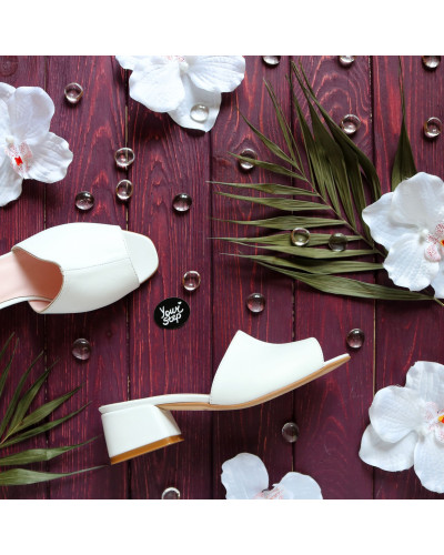 Білі шкіряні мюлі Арт. 456-2/53Ок(б/ф)