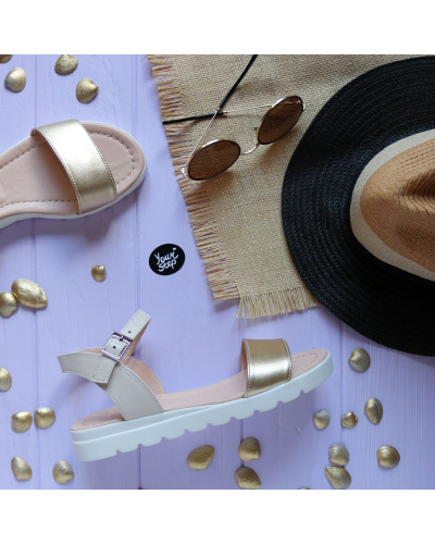 Босоніжки з бежевої шкіри Арт. 10-5