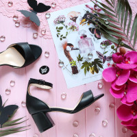 Босоніжки з чорної шкіри на підборах Арт. 605-11/47Ок