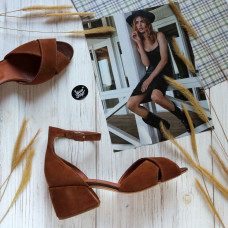 Босоніжки рудого кольору на підборах Арт. 605-10/w324Ок