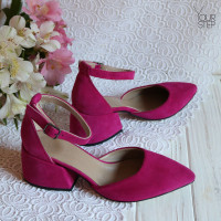 Рожеві замшеві босоніжки з гострим носом Арт. 657-4/w324Ок