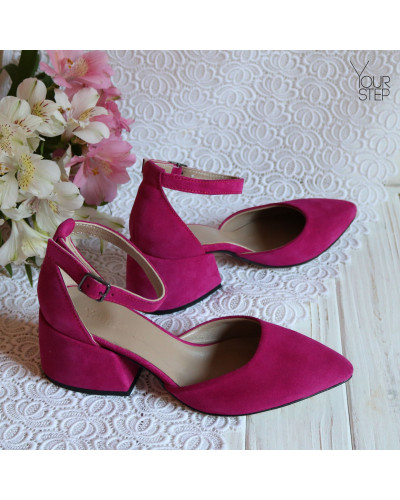 Рожеві замшеві босоніжки з гострим носом Арт. 657-4/w324Ок