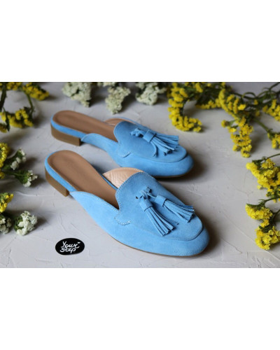 Мюлі із блакитної замші Арт. 156-2Hil