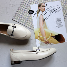 Бежевые кожаные лоферы Арт. 156-1-2578