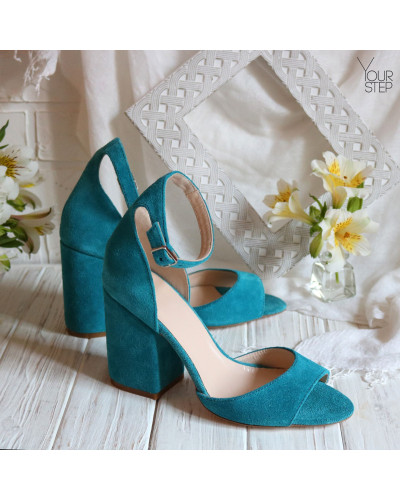 Босоніжки блакитного кольору на підборах Арт. 95-11/49Ок