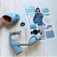 Босоніжки блакитного кольору на підборах Арт. 605-10/45Ок