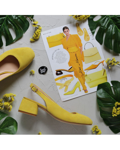 Босоніжки жовтого кольору на підборах Арт. 456-4/53Ок