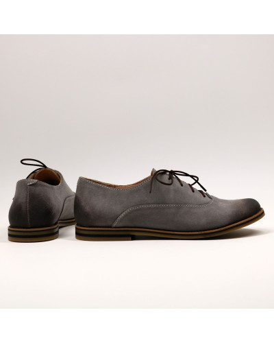 Туфли из замши светло-серого цвета с эффектом потертости  Арт. 05-6