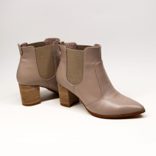 Напівчоботи з бежевої шкіри на підборах Арт. 657-9/41Ok-str