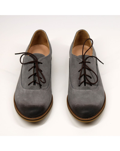 Туфли из замши светло-серого цвета с эффектом потертости  Арт. 05-6