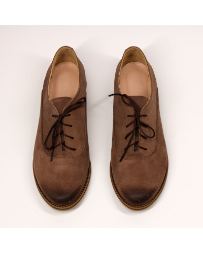 Туфли из замши цвета капучино с эффектом потертости  Арт. 05-6