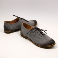 Туфли из замши светло-серого цвета с эффектом потертости  Арт. 05-6